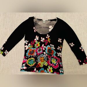 Alberto Malaki Vintage Vibrant Floral Blouse